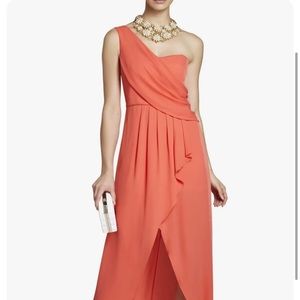 BCBGMAXAZRIA AMBROSIA KAIL DRAPED ONE-SHOULDER GOWN